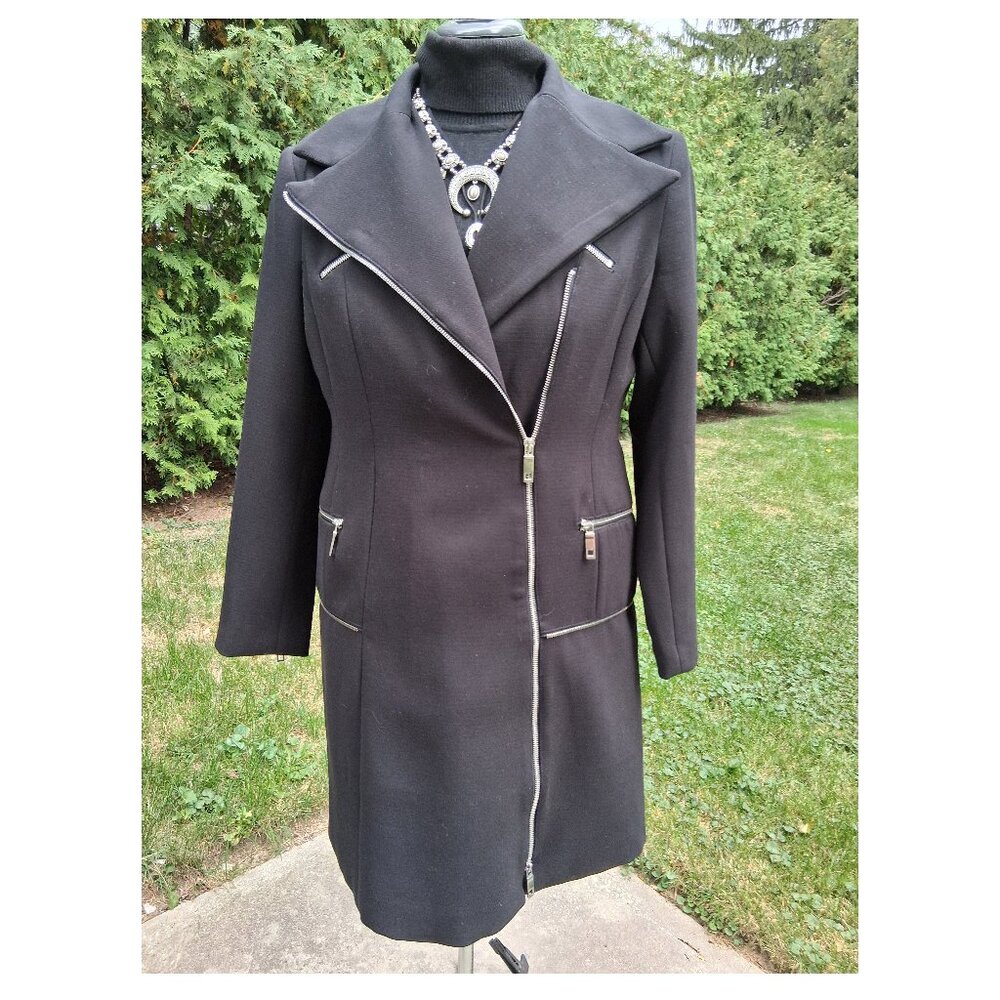 Black Biker Moto Stylish Coat Medium - Picture 2 of 8
